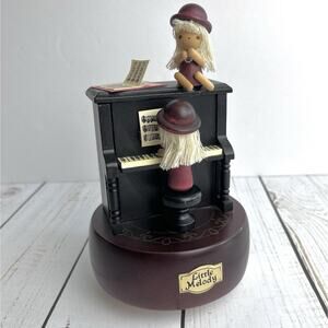 VTG Linden Wooden Music Box Little Melody Plays Hi-Lill, Hi-Lo Girls Piano Japan